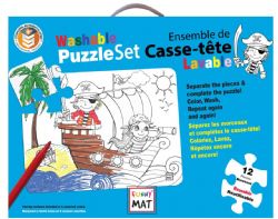 FUNNY MAT - ENSEMBLE DE CASSE-TÊTES DE COLORIAGE LAVABLES DE 12 PIÈCES - PIRATES